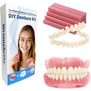 DIY Denture Kit Full Set of Top & Bottom Fake Teeth for at-Home Smile Enhancement,Crafting Partial or Full Denture for Comfortable,Easy & Universal Fit