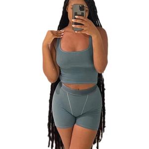 LICOBOD Casual Workout Sets 2 Piece Outfits for Women Ribbed Crop Tank Top High Waist Yoga Leggings Lounge Wear Tracksuit