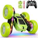 Remote Control Car, Rc Cars Stunt, RC Crawler Toys 4WD 360 Rotating with LED Light-Up Wheels & Remote Control for 6-12 for Boys Birthday Gift (Green)