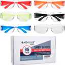 Aqulius Safety Glasses - Anti-Fog Eye Protection - Construction Safety Glasses - Over-Eyeglasses Protective Eyewear for Men & Women - 96 Pack, Multi-Color