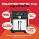 Instant Pot 4QT Vortex Plus 6-in-1 Mini Air Fryer, Custom Program Options, Crisps, Broils, Roasts, Dehydrates, Bakes, Reheats, 100+ In-App Recipes, Stainless Steel,4 Quarts