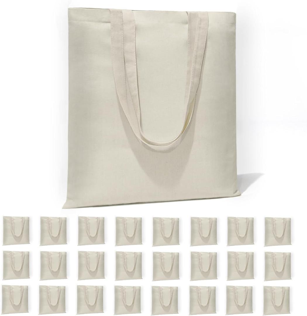 6 I 12 I 24 I 48 Pack Canvas Tote Bags,Reusable Blank Canvas for Shopping Bags,Grocery Bags,DIY Gift Bags