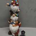 Garden Gnome Statue with Solar Lights Garden Sculptures Funny Triple Gnome Outdoor Patio Lawn Yard Balcony Home Decor Birthday Gift for Woman Grandma 12 in Spring Gnomes (Multicolor)