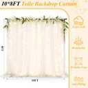 Ledido 108ft White Tulle Backdrop Curtains with Lights String - 300LED Fairy Lights Sheer Curtain Backdrop for Wedding Baby Shower Photo Shoot Birthday Party Decoration(2 Panels 58ft)White