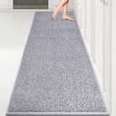 PURRUGS Machine Washable Kitchen Runner Rug 2ft8in x 8ft, Non-Slip/Skid Hallway Runner Rug, Super Absorbent Soft Area Rug for Hallway, Kitchen & Laundry, Rolled Packaging, Grey