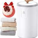 [Upgraded Comfort & Silent] Towel Warmer Bucket, 20L Fast Heating Towel Warmer for Spa & Bathroom, Wood Handle Auto-Off Blanket Heater Time Adjustable for Family, Gym, PJs Perfect Winter Gifts (White)