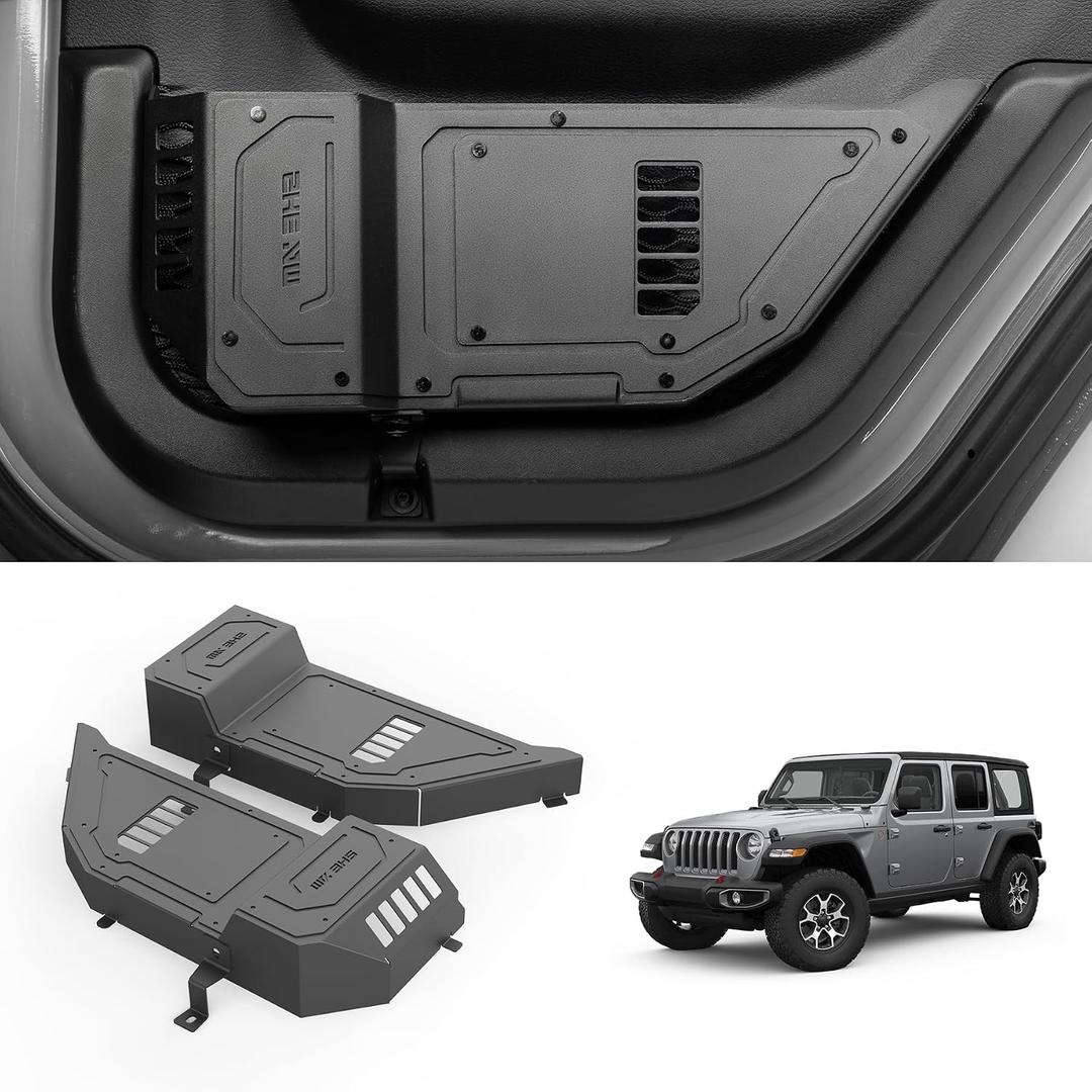 Metal Rear Door Pocket Storage Box with Cup Holder Compatible with Jeep Wrangler JL JLU 4XE(2018-2026) & Gladiator JT(2020-2026), Door Side Insert Organizer Box Interior Accessories - 2PCS