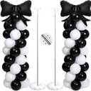 2 Sets Black White Bow Balloon Column Stand Kit Includes 2 Bows & 100 Latex Balloons Adjustable Stands for Princess Birthday Wedding Coquette Baby Shower Party Decoration