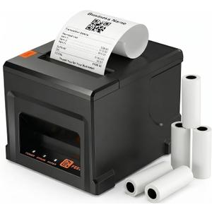 80mm Bluetooth Thermal Receipt Printer, POS Printer with USB, 300mm/s, Compatible with Windows/Mac, Ideal for Restaurants & Retail