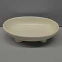 WENSHUO Three-Legs Ceramic Fruit Bowl for Kitchen Counter, Decorative Bowl for Table Dcor, 10-inch Oval Large Bowls for Breads (Matte Crme)