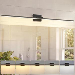 VOLISUN Modern Bathroom Vanity Light 55 inch, Rotatable, 36W Dimmable 5CCT Led Bathroom Light Fixture Over Mirror, Black Bar Vanity Light for Bathroom Mirror Cabinets-ETL Certificated