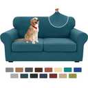 XINEAGE New 3 Pieces Couch Covers for 2 Cushion Sofa Super Stretch Loveseat Slipcover Pet Dog Universal Slip Cover Anti Slip Love Seat Furniture Protector (Peacock Blue, 55"-69")