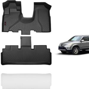KELCSEECS Floor Mats Custom for 2002 2003 2004 Honda CRV & Fit for 2005 2006 Honda CR-V(The Second Row Needs to Cut Out The Center Tongue) Car Mats Front & Rear Row CRV Floor Mats Black