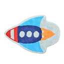 Hand Tufted Space Rocket Ship Bedroom or Bathroom Rug - 30x20 in; 100% Cotton Kids Bathroom Mat; Decorative Kids Area Rug
