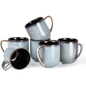 LERATIO 12OZ Ceramic Coffee Mugs Set of 6, Large Porcelain Coffee Cups With Large Handle For Latte,Cappuccino,Milk,Cocoa,|Dishwasher&Microwave Safe Mug Sets,Ideal for Man,Woman,Dad, Mom