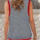 Dokotoo Womens Summer Tops 2026 Casual Striped Color Block High Neck Tank Top Loose Knit High Low Sleeveless Shirts Blouses (White, Small)