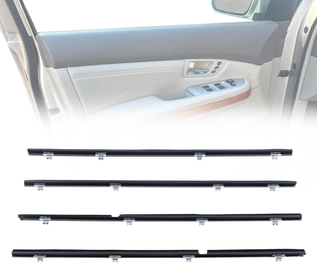 Inner Window Weatherstrip Compatible with Lexus RX330 2004-06/RX350 2007-09/RX400h 2006-08 Replace 68171-48032 68172-48032 68173-48031 68174-48031 Front & Rear Door Glass Weatherstrip