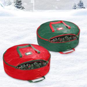 Christmas Wreath Storage Bag, 2 Pack 24" Xmas Wreath Storage Container, Garland Holiday Artificial Wreath Storage Holder with Heavy Duty Handles