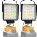 2 Pack Cordless LED Work Light for Dewalt 20V Max Battery, 96W 10000LM Light with USB and Type-C Charging Port, Outdoor Handheld Flood Light, Low Voltage Protection - No Battery