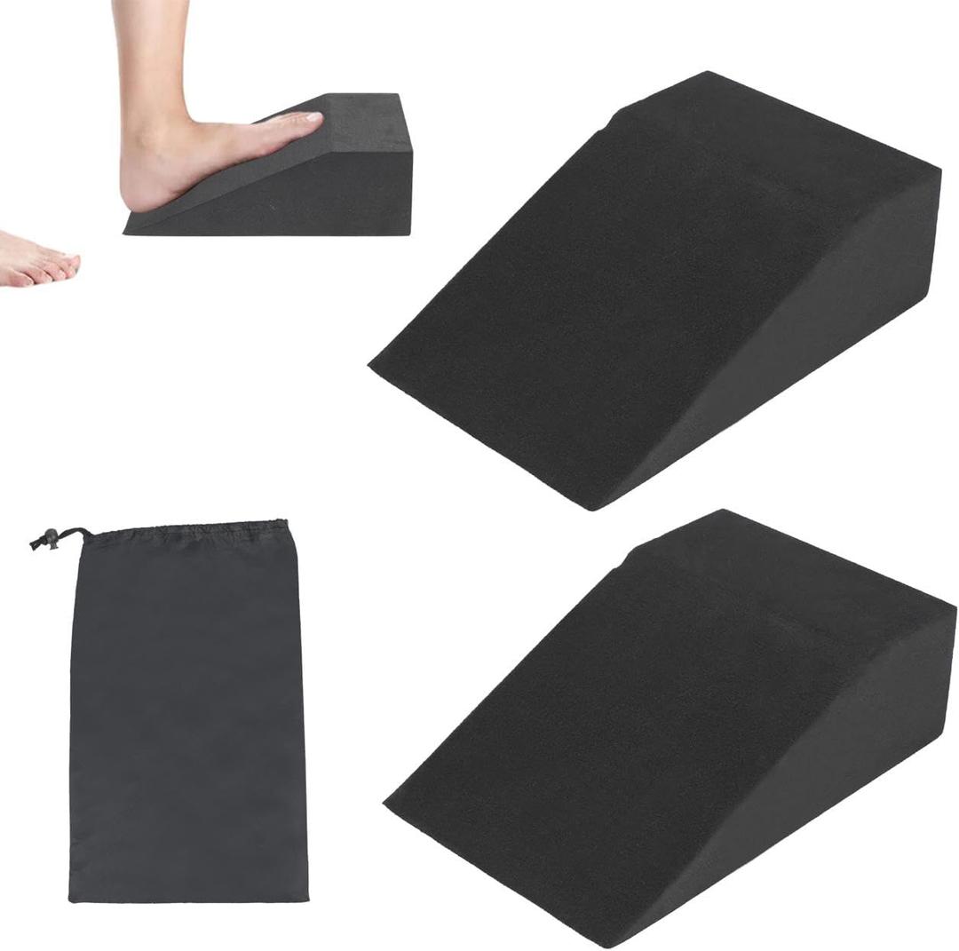 Pack of 2 Squat Wedge Block for Heel Elevated Squat Weightlifting Calf Stretcher Slant Board for Mobility Balance and Strength Performance