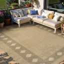 LIVEBOX Scalloped Easy Jute Diamond Outdoor Rug Living Room, Washable 8x10 Farmhouse Tan Rug for Bedroom, Geometric Checkered Indoor Outdoor Rugs Dining Room Mat Carpet Area Rug for Patio Home Office