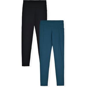 Champion Girls' Leggings (X-Large, Ebony/Juniper Blue)