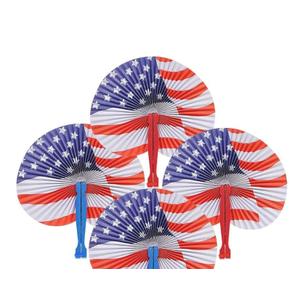 12 PCS Red White and Blue Folding Fans Patriotic Decoration 4th of July Stars and Stripes Round Handheld American Flag Paper Fan for Fourth of July Independence Day Party Favors Labor Day Veterans Day