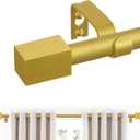 Gold Curtain Rods 66 to 120 Inches(5.5-10 Feet),5/8 inch Splicing Drapery Rods with Cuboid Style Design,Small Curtain Rods Set,Size: 36''-120'',Brass Gold
