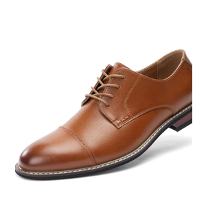 Mens Classic Dress Oxfords, Wingtip Prince Modern Formal Lace Up Shoes, Round Toe, TPR Outsole, 7