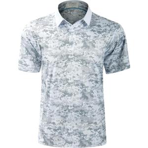 Derminpro Mens Camo Golf Shirts Moisture Wicking Short/Long Sleeve Dry Fit Golf Polos (Gray, S)