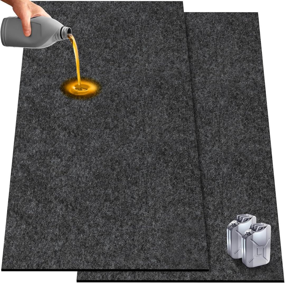 2 Pack 36 x 60 Inch Premium Oil Spill Mat,Garage Floor Mat for Under Car,Highly Absorbent Maintenance Mat Protect Your Floor from Oil Drips, Spills, Splashes and Stains