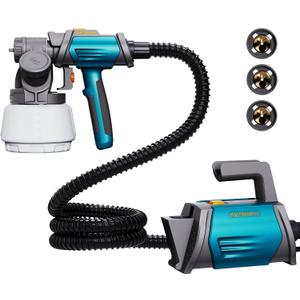 Tilswall Paint Sprayer 800W HVLP Spray Paint Gun, Electric Paint Sprayer Gun with 4 Nozzles & 3 Patterns for House Painting Furniture Cabinets Fence Home Walls Shark 800 (Blue, 1300 ml)