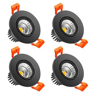LightingWill 2inch LED Dimmable Downlight, 3W COB Recessed Ceiling Light, Warm White 3000K-3500K, CRI80, 25W Halogen Bulbs Equivalent, Black (4Pack)