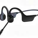 Meetings Open-Ear Headphones with Rotatable Noise-Canceling Boom Mic, Bone Conduction Bluetooth 6.0 Headphones with One-Touch Mute&Magnetic Charging for All-Day Use,Perfect for Driving Learning(Black)