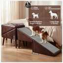 Dog Ramp for Bed, Wooden 23.62'' H Dog Stairs for Small/Medium-Sized Dogs and All Cats, Washable Non-Slip Silicone Surface pet Ramp, Foldable 2-in-1 Split Ottoman Design