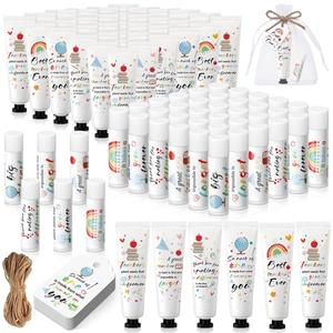 Dimsile 48 Set Appreciation Teacher Gifts Bulk Lip Balm Hand Cream Thank You Gift with Cards Organza Bags Travel Size Moisturizing Hand Lotion for Back to School Appreciation Teacher Gifts