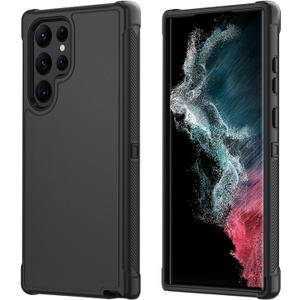 SunStory Compatible with Samsung Galaxy S22 Ultra Case,3-Layer Heavy Duty Full-Body Cover, Military-Grade Drop Protection, 3 in 1 Hybrid Protective Case for Galaxy S22 Ultra 6.8", Black