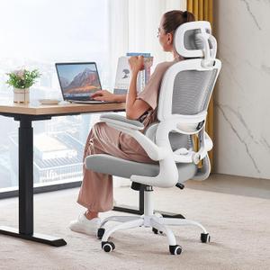 TRALT Office Chair Ergonomic Desk Chair, 330 LBS Home Mesh Office Desk Chairs with Wheels, Comfortable Gaming Chairs (White)