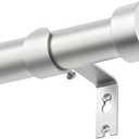 KAMANINA Silver Curtain Rods for Windows 66 to 120 Inch (5.5-10 Feet), 1 Inch Heavy Duty Curtain Rod, Modern Adjustable Drapery Rods with End Cap (32"-120")