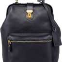 OLD TREND Genuine Leather Backpack Purse for Women Casual Daypack Small Business Casual Fashion Backpack for Women (Black)
