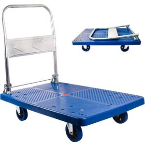 660lbs Foldable Platform Truck Dolly with Swivel Wheels, Heavy Duty Moving Platform Hand Truck, Moving Flatbed Cart Push Cart Platform Dolly Cart for Groceries, Warehouse(35.43" x 23.62")