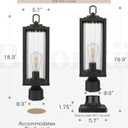Beionxii 18.3'' H Outdoor Post Light, 2 Pack Large Size Waterproof 120V Pole Light Fixture, Black Cast Aluminum Exterior Lamp Post Lantern Head for Porch, Yard,Driveway(Base Not Included), BXA535P-2PK