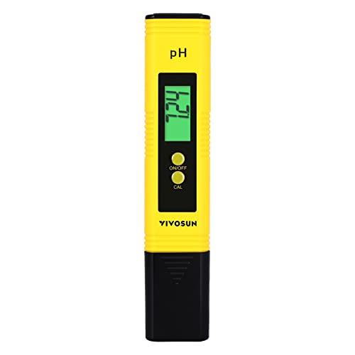 VIVOSUN Digital pH Meter, 0.01pH High Accuracy Pen Type pH Tester for Hydroponics, Household Drinking, Pool and Aquarium, Yellow, UL Certified