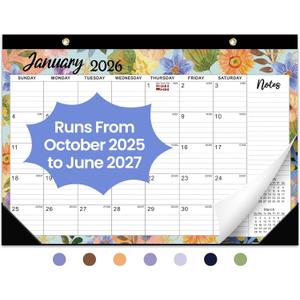 3 x Desk Calendar 2026-2027, 21-Month Calendar Runs Unitl June 2027, Large 17" x 12" Monthly Desktop & Wall Calendar for Home & Office - Botanic Whimsy