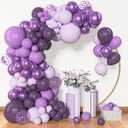 Amandir 153pcs Purple Balloon Garland Arch Kit, Different Sizes 18 12 10 5 inch Lavender Latex Metallic Confetti Purple Balloons for Halloween Wedding Birthday Baby Shower Party Decorations Supplies