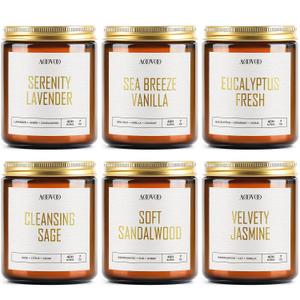 AOOVOO Candles Set - 5PC Scented Candles, Soy Candle, Aromatherapy Candle, Soy Wax Candle, Candle for Home Scented, Lavender/Vanilla/Eucalyptus/Sage/Jasmine/Sandalwood (42 oz)