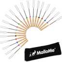MalloMe Marshmallow Roasting Sticks - Smores Skewers for Fire Pit Kit - Hot Dog Camping Accessories Campfire Marshmellow 32 Inch Long Fork - 20 Pack