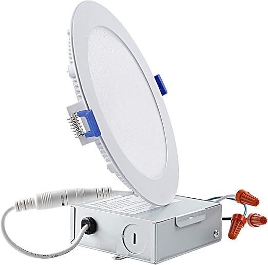 TORCHSTAR Basic Series 6 -Pack 6 Inch Ultra-Thin LED Recessed Lighting with Junction Box, CRI90, Aluminum, 5000K Daylight, 5%-100% Dimmable Slim Recessed Downlight, 12W 1100LM, ETL and Energy Star