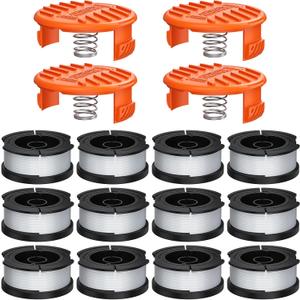 Replacement Spool for Black+Decker 12 Pack Trimmer String 0.065" AF-100 Autofeed Replacement Spools(12 Spool+4 Caps)