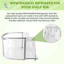 AMI PARTS WPW10430639 W10324876 Freezer Door Shelf Bin compatible with Whirlpool Kenmore Refrigerator Door Shelves-Fit for Freezer Side Door (transparent)-Send Scouring Pad